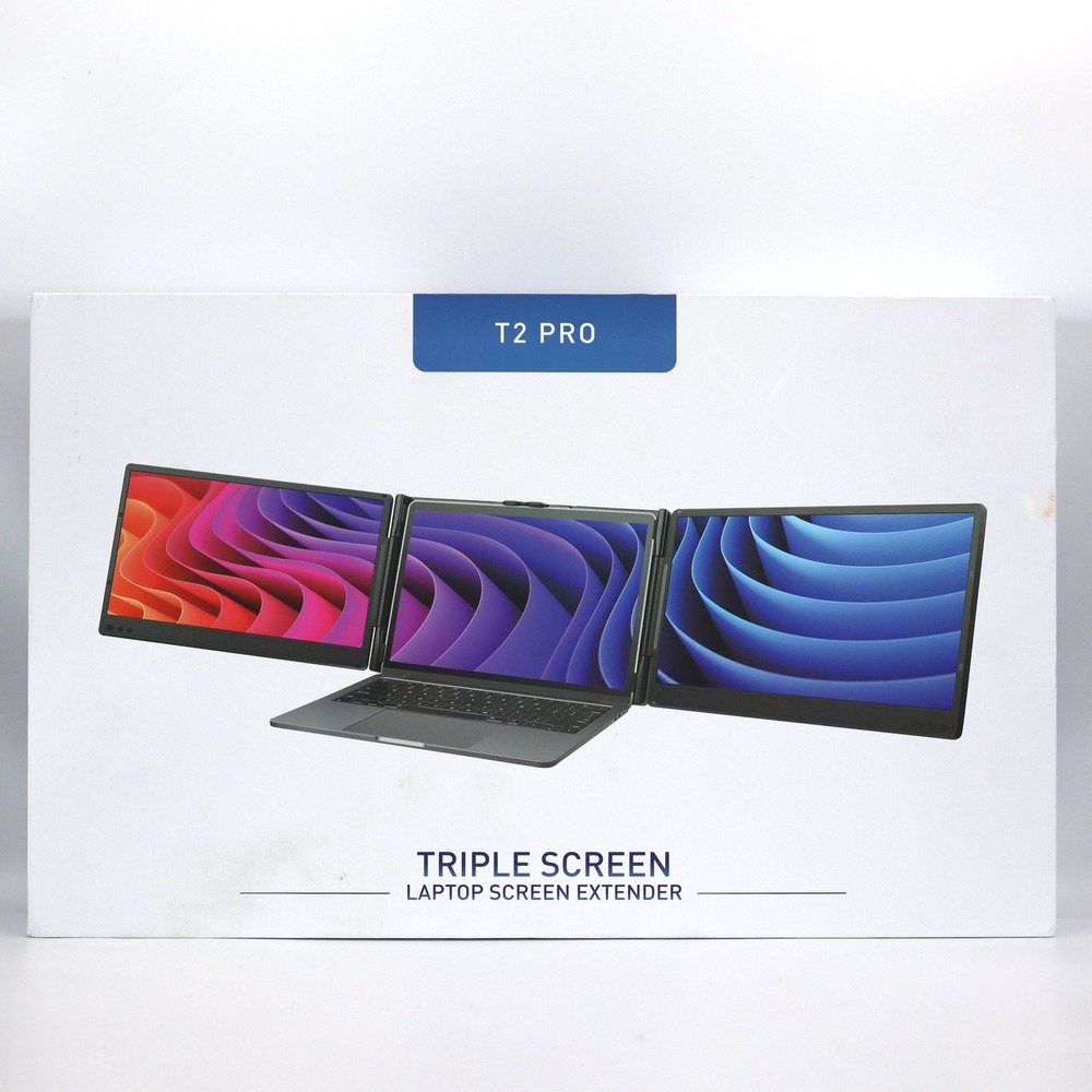 T2 PRO Triple Screen Laptop Extender 14in Black Portable Dual Monitor